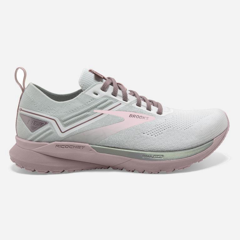 Brooks Women's Ricochet 3 Lightweight Road Running Shoes Singapore - White/Ice/Primrose Pink (03978-